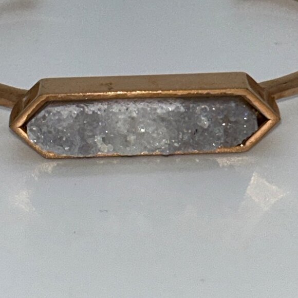 Druzy Quartz Cuff Bracelet Rose Gold-tone by Kinsley Armelle - Picture 9 of 12